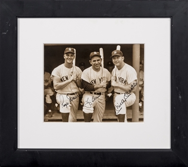 Roger Maris, Yogi Berra & Mickey Mantle Trio Signed Photograph IN 16.5 x 18.5 Framed Display (JSA & Beckett)